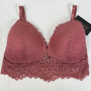 NWT Fredericks of Hollywood Finley Lace Padded Bralette XL Duce Pink Comfort